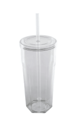 Mainstays 20oz Plastic Tumbler with Screw Top Lid and Straw, Clear
