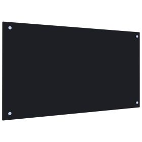 Kitchen Backsplash Black 35.4"x19.7" Tempered Glass