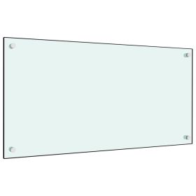 Kitchen Backsplash White 31.5"x15.7" Tempered Glass