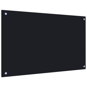 Kitchen Backsplash Black 31.5"x19.7" Tempered Glass