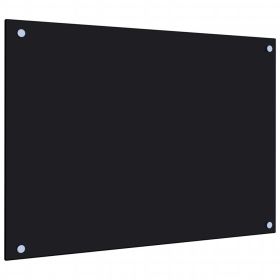 Kitchen Backsplash Black 27.6"x19.7" Tempered Glass