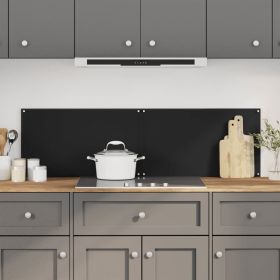 Kitchen Backsplashes 2 pcs Black 27.6"x15.7" Tempered Glass