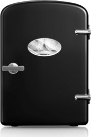 9 Cans Compact Mini Fridge, Warmer and Cooler Portable Refrigerator with Observation, Freon-Free & Eco Friendly, 6L with window, Black