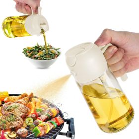 16oz Oil Dispenser Bottle for Kitchen - 2 in 1 Olive Oil Dispenser and Oil Sprayer - 470ml Olive Oil Bottle - Oil Sprayer for Cooking, Kitchen, S (Color: off-white)