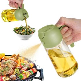 16oz Oil Dispenser Bottle for Kitchen - 2 in 1 Olive Oil Dispenser and Oil Sprayer - 470ml Olive Oil Bottle - Oil Sprayer for Cooking, Kitchen, S (Color: Green)